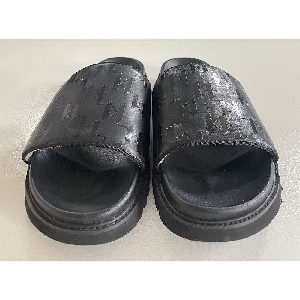 EUC Karl Lagerfeld Men Size 13 M Paris Monogram Slide Open Toe Sandals Black - Picture 8 of 16